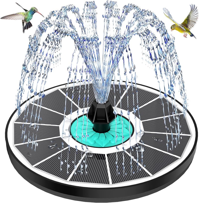GAIZERL Solar Fountain Cyan Flower, Upgrade 3.5W Solar Bird Bath Fountains, Solar Powered Water Fountain with 7 Nozzles, 4 Fixed Pipes for Hummingbirds, Bird Bath, Garden, Pool, and Pond - Image 1
